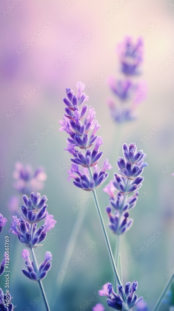 Delicate lavender blooms in soft light. Delicate lavender blooms in soft light.