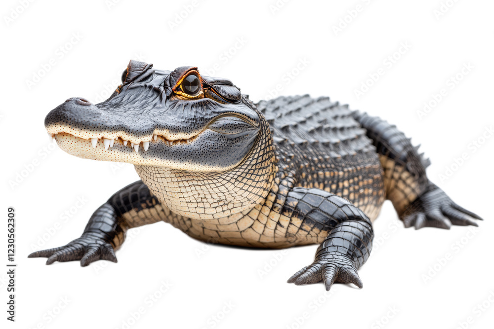 Obraz premium A small crocodile is laying on its back with its mouth open