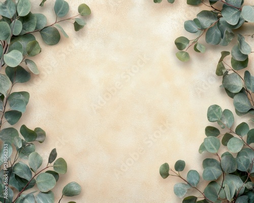 Eucalyptus leaves on soft background.