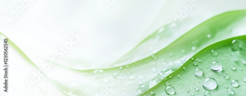 Fresh green leaf with water droplets.
