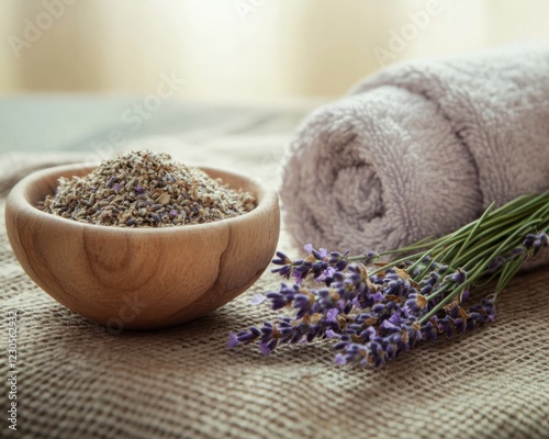 Lavender spa essentials for relaxation therapy.