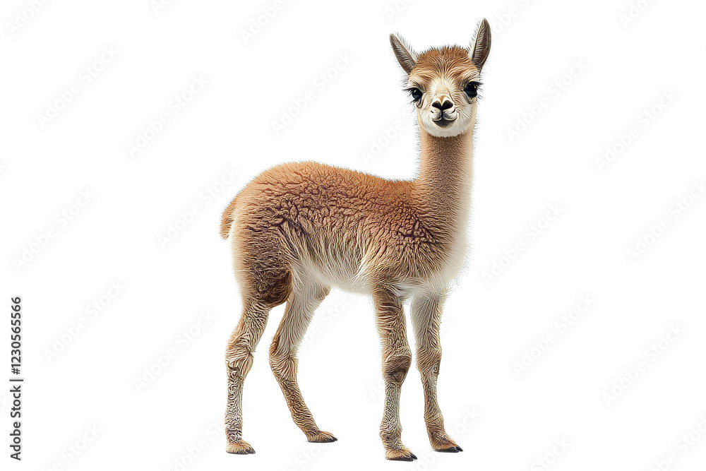 A baby llama stands on a transparent background A baby llama stands on a transparent background