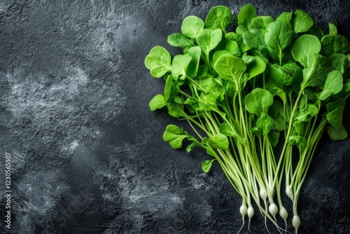 Fresh Arugula Leaves on Dark Background