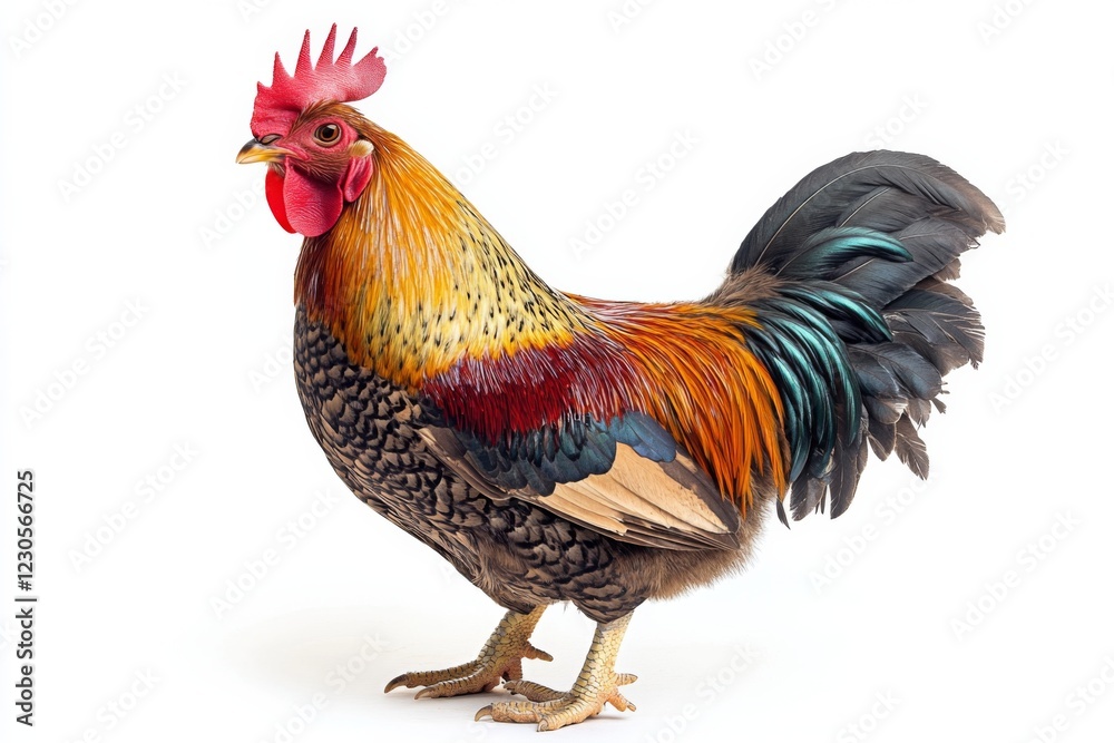 Fototapeta premium Vibrant Rooster on White Background