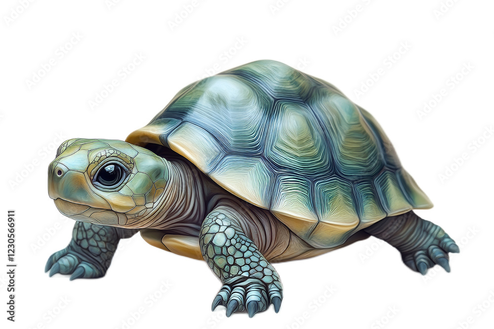 Obraz premium Realistic Illustration of a Tortoise with Detailed Shell Patterns
