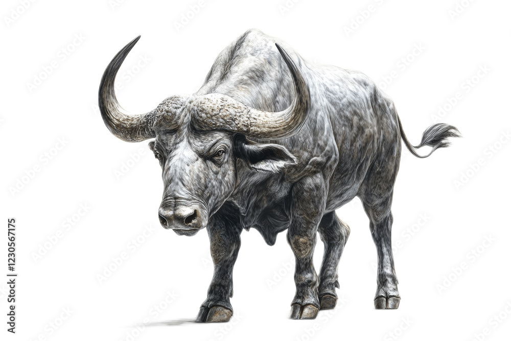 Fototapeta premium Majestic Water Buffalo on Transparent Background Showcasing Strength and Power in a Studio Setting