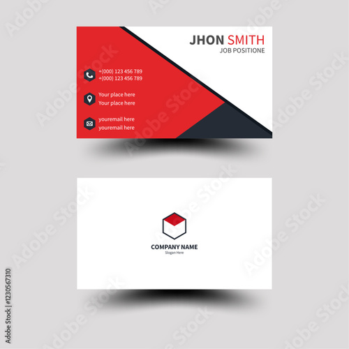 Creative modern red business card design name card corporate visiting card and simple clean template vector design