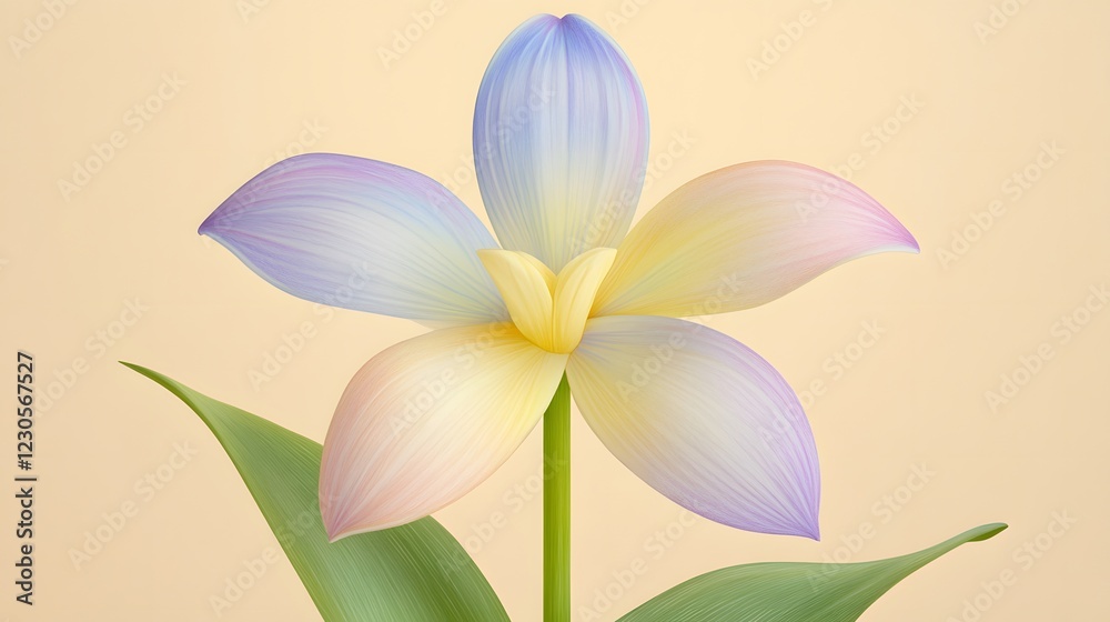 Fototapeta premium Pastel Rainbow Flower Bloom Botanical Illustration