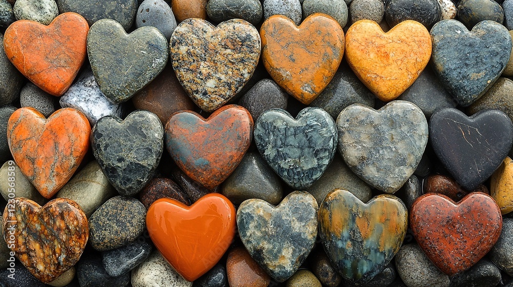 Colorful Heart Shaped Stones Arranged Together Colorful Heart Shaped Stones Arranged Together