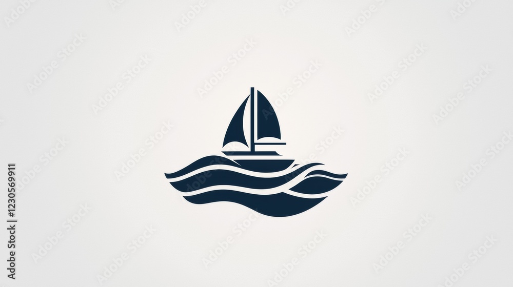 Fototapeta premium Sailboat gliding across calm waves in serene waters, surrounded by clear skies during midday. Generative AI