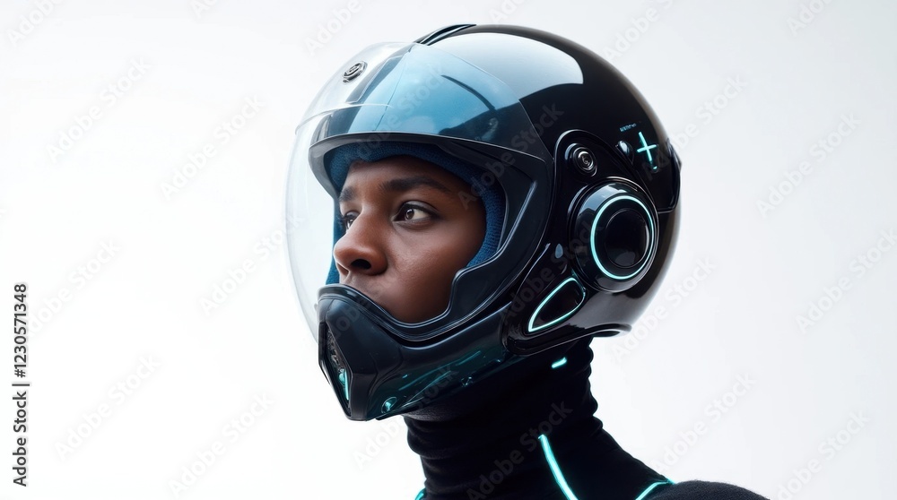 Futuristic Hero Portrait: A Mythical Warrior in a Combative Pose Futuristic Hero Portrait: A Mythical Warrior in a Combative Pose