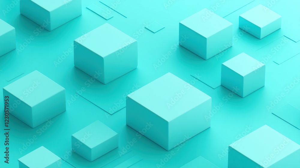 Abstract teal cubes pattern background. Abstract teal cubes pattern background.