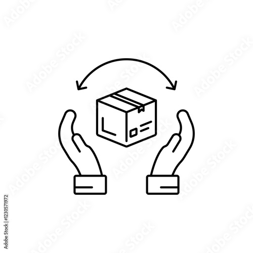 Outline Package with Handle with Care Sign icon, indicating special handling instructions.