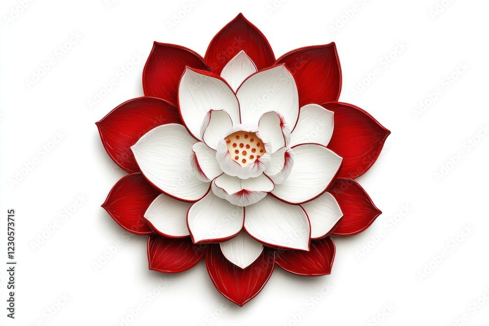 Fototapeta premium Delicate flower with striking red and white petals showcasing a blend of beauty and enchantment suitable for special occasions such as birthdays and holidays