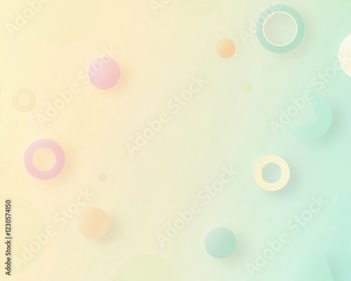 Abstract colorful circles on soft gradient background.
