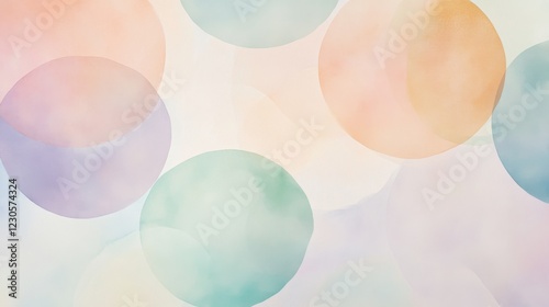 Abstract watercolor circles in soft colors.