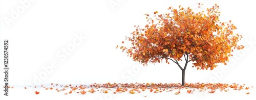 Beautiful orange tree with autumn leaves.