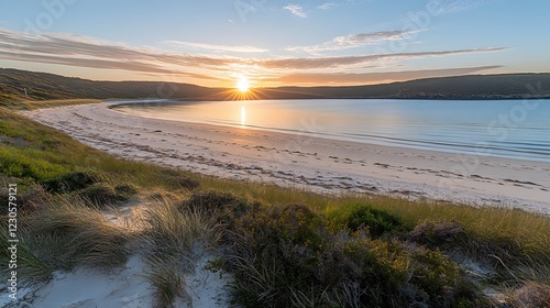 Stunning Sunrise over Secluded Bay Beach Landscape