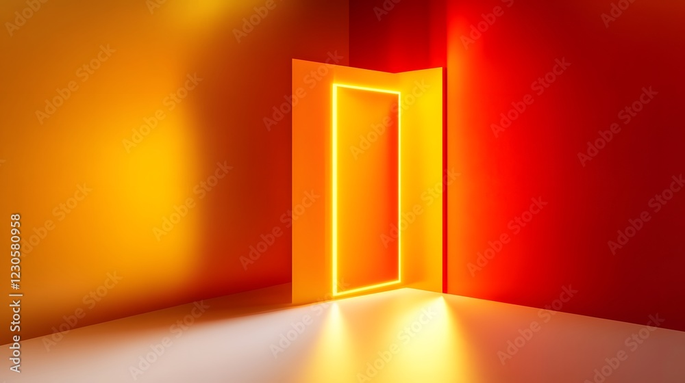 Abstract Neon Doorway in Orange and Red Room Abstract Neon Doorway in Orange and Red Room
