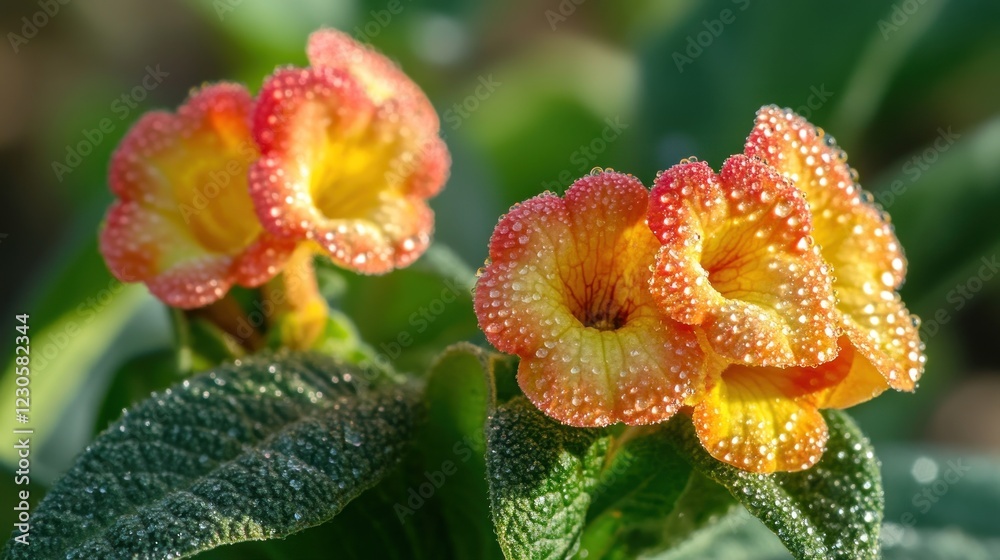 Dew Kissed Orange Yellow Flowers Bloom Dew Kissed Orange Yellow Flowers Bloom