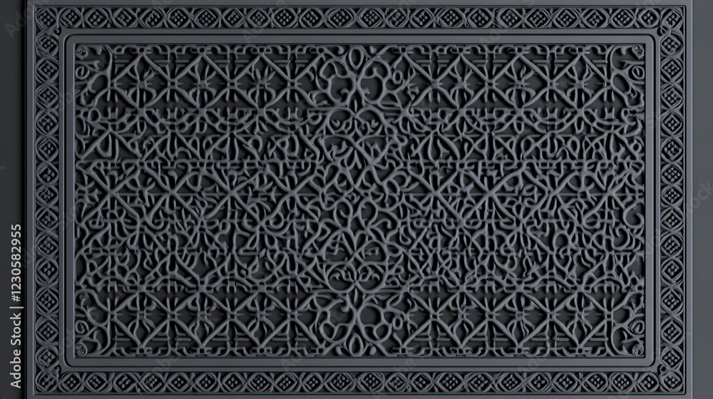 Obraz premium Intricate Dark Gray Islamic Geometric Pattern Design