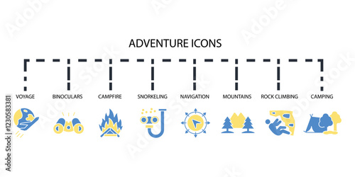 Adventure icon set.vector.Editable stroke.linear style sign for use web design,logo.Symbol illustration.