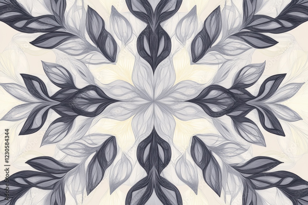 Fototapeta premium Abstract leaf and flower design on fabric texture background.