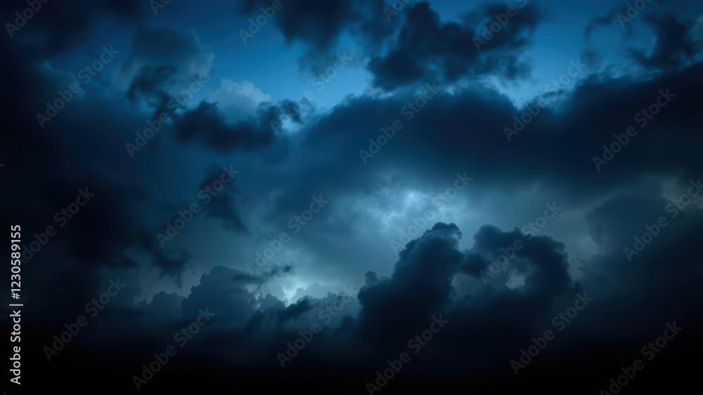 Black blue evening night sky with clouds. Black blue evening night sky with clouds.