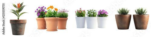 Wallpaper Mural Flower pot isolated on transparent background, PNG, set of Torontodigital.ca