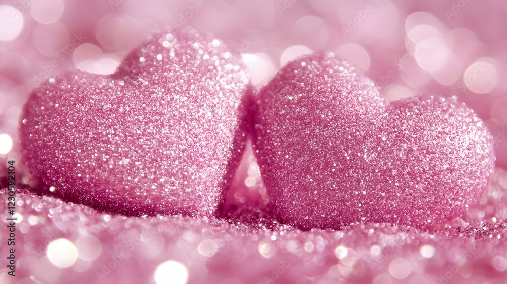 Obraz premium Sparkling Pink Glitter Hearts Valentine's Day Romance