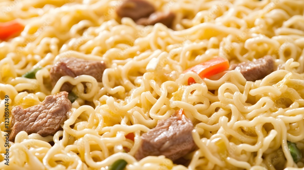 Delicious Beef and Noodle Stir-Fry Close Up Delicious Beef and Noodle Stir-Fry Close Up