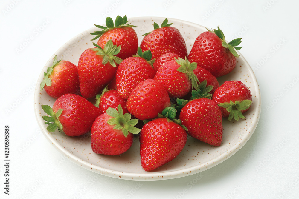 Fresh ripe strawberries on a ceramic plate . Fresh ripe strawberries on a ceramic plate .