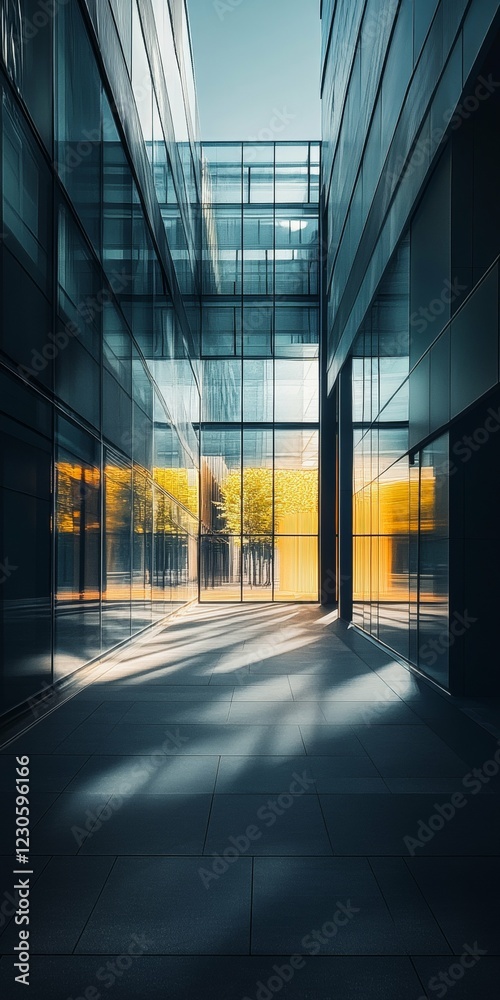 Fototapeta premium Modern Architecture Corridor with Sunlight