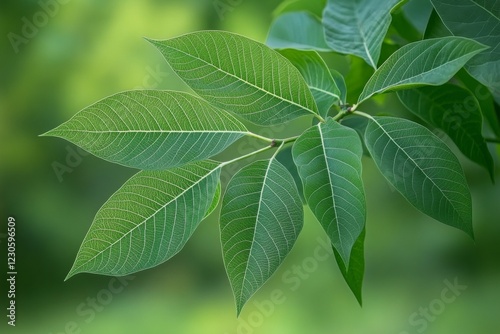 Close-Up Green Leaves on Branch