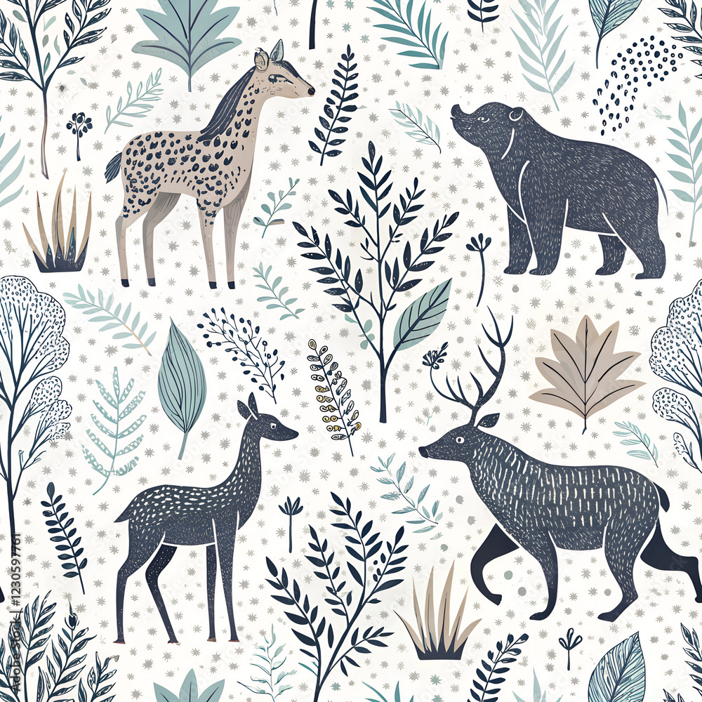 Obraz premium seamless pattern with wild animals