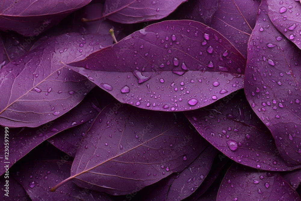 Fototapeta premium Closeup of purple leaves as the background, with an abstract leaf texture