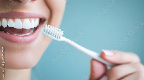 Dentist Showing Correct Brushing Method to Patient for Optimal Oral Hygiene oral hygiene tips, dentist brushing guide, preventive care, dental consultation, brushing for healthy te photo