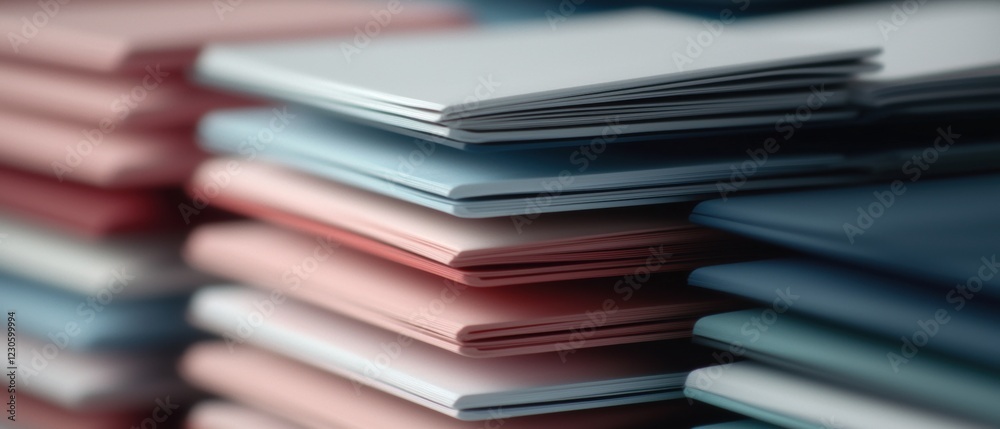 Stack of books or magazines. the stack is made up of multiple books of different colors - pink, blue, and white. Stack of books or magazines. the stack is made up of multiple books of different colors - pink, blue, and white.