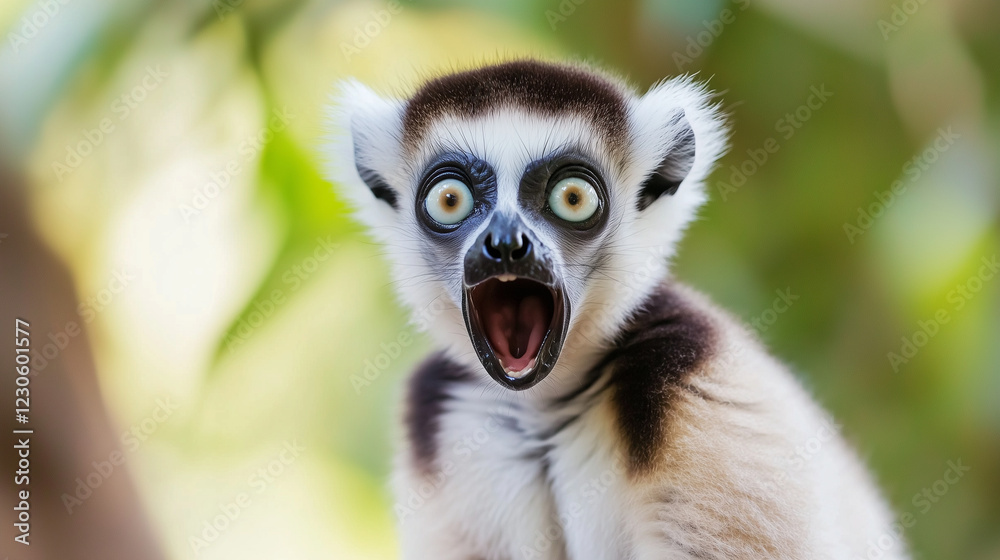 Fototapeta premium Laughing Lemurs: The Endearing Creatures Stealing Hearts with Their Playful Nature and Unique Calls. laughing lemurs, exotic wildlife, playful nature, animal calls, lemur facts, wi