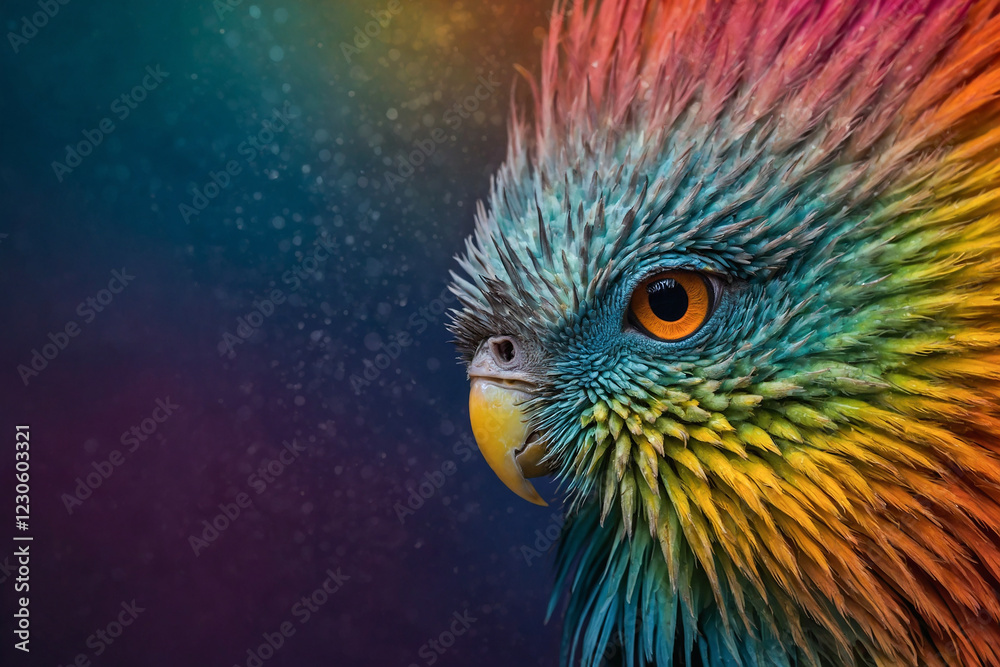 Fototapeta premium bird illustration gradient of two complementary colors, creating a vibrant and eye-catching backdrop 
