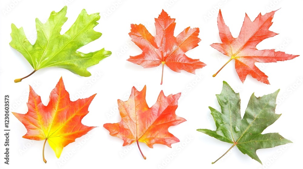 Fototapeta premium Colorful Maple Leaves Displaying Autumn Shades and Textures