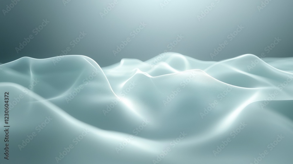 Fototapeta premium Abstract digital art piece with a light blue background. the background is a gradient of light blue and light grey, with a subtle wave-like pattern in the center.