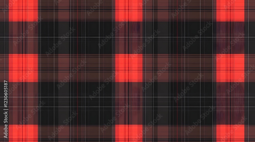Fototapeta premium Seamless Red and Black Plaid Pattern Texture Background