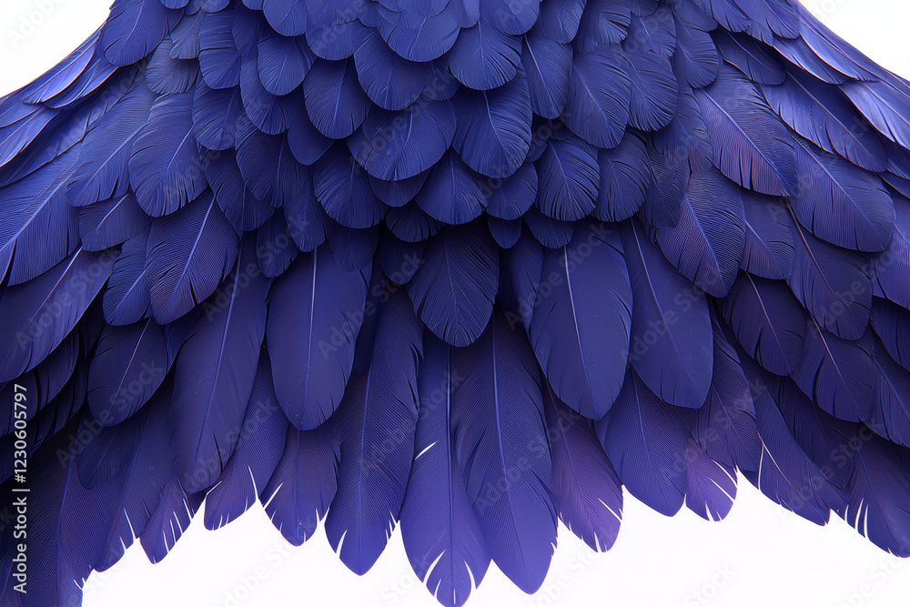 Obraz premium Deep blue wing feathers, richly textured, arranged in a majestic arc.