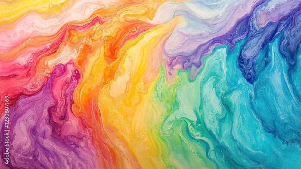 Abstract Rainbow Swirls Fluid Acrylic Painting Abstract Rainbow Swirls Fluid Acrylic Painting