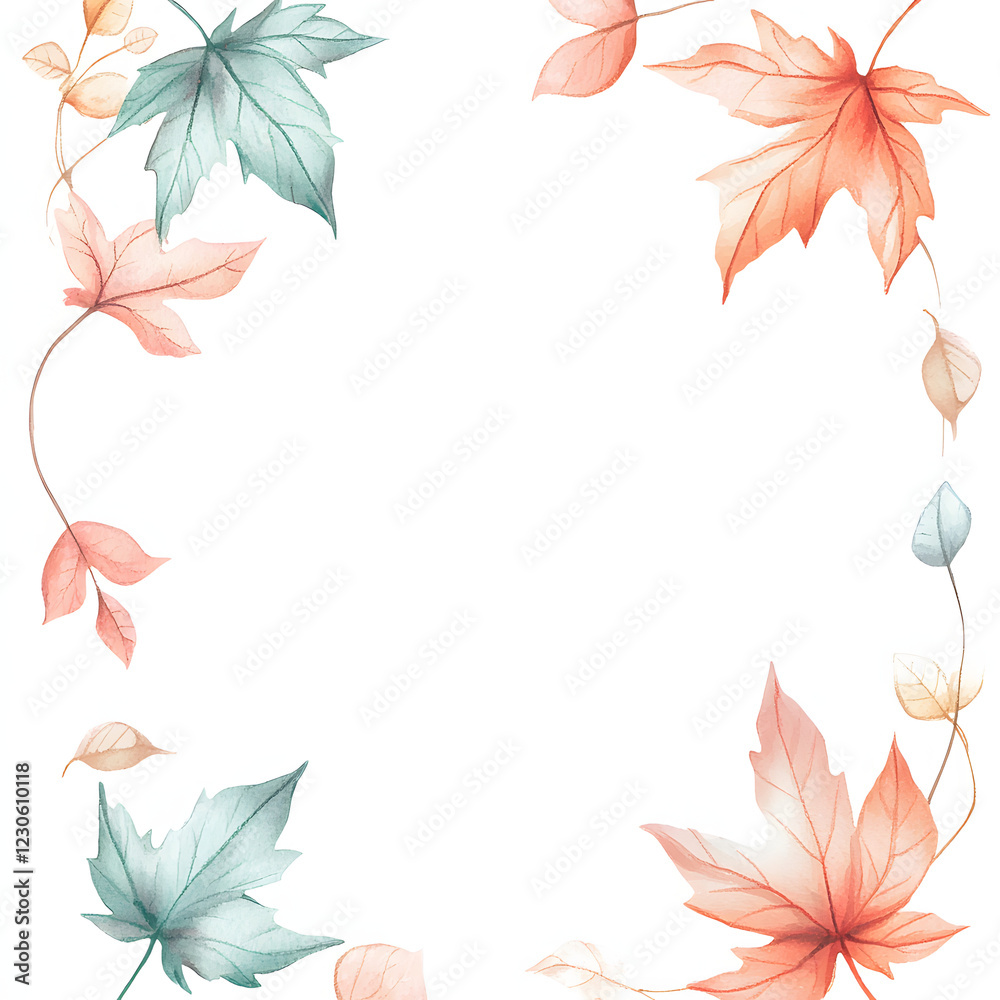Frame of Maple Leaf, Watercolor painting, Template Frame of Maple Leaf, Watercolor painting, Template
