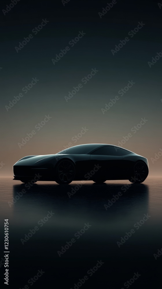 A black car is parked in front of a building A black car is parked in front of a building