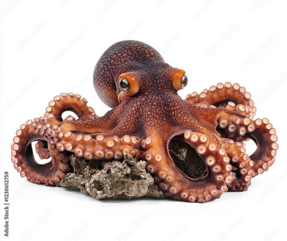 Obraz premium Close-up view of a Common Octopus (Octopus vulgaris) - isolated png-file