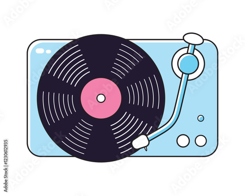 Vinyl record player turntable isolated vector illustration