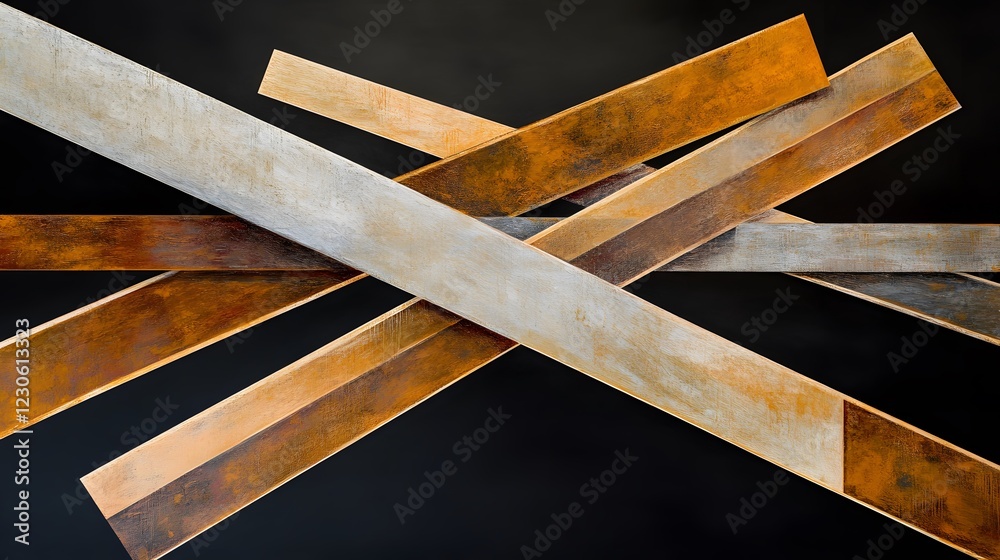 Abstract Geometric Crosshatched Wooden Planks Brown Silver Beige Art Abstract Geometric Crosshatched Wooden Planks Brown Silver Beige Art